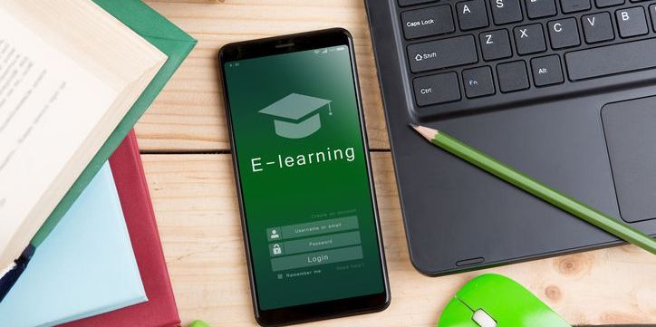 Educational technology learning products on a desk.