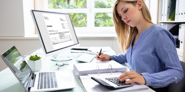 An accountant monitoring and recording the flow of money for a business.